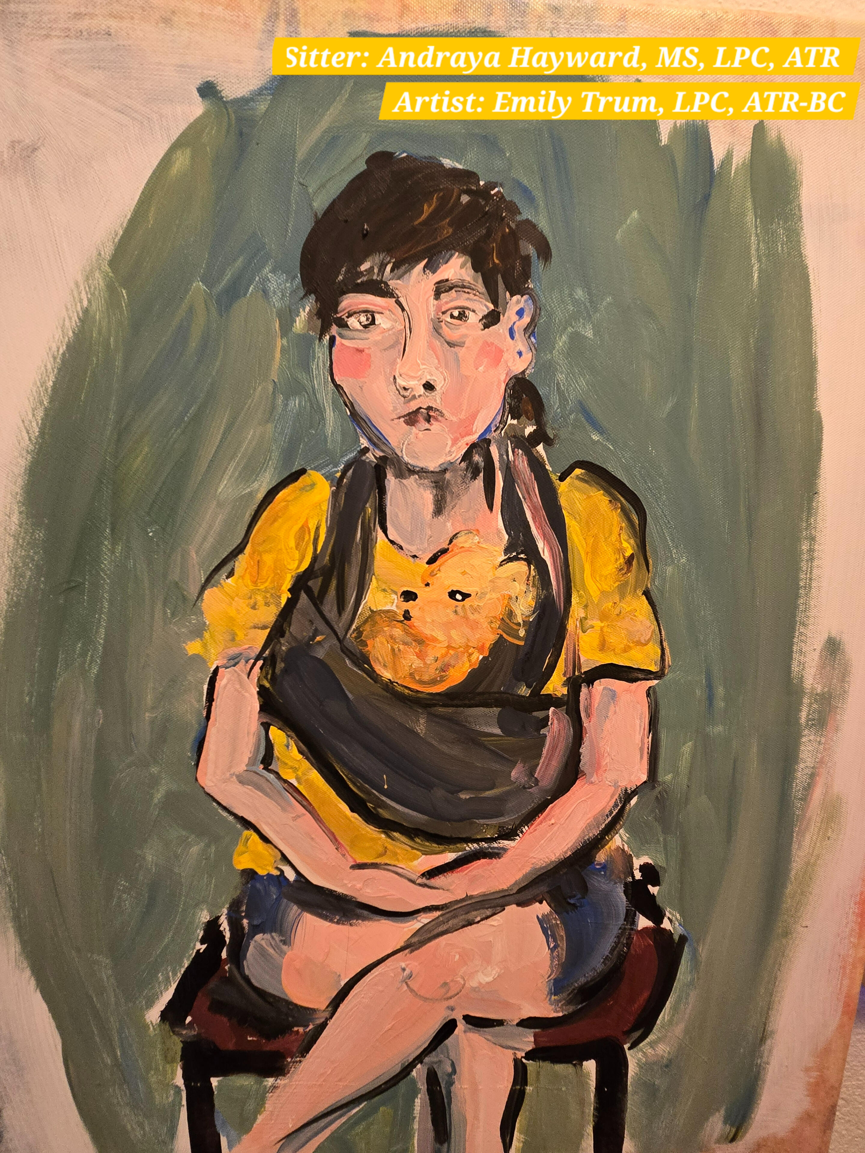 unspoken women sitting Andraya sits Andraya's portrait begins Unspoken Women Sitting