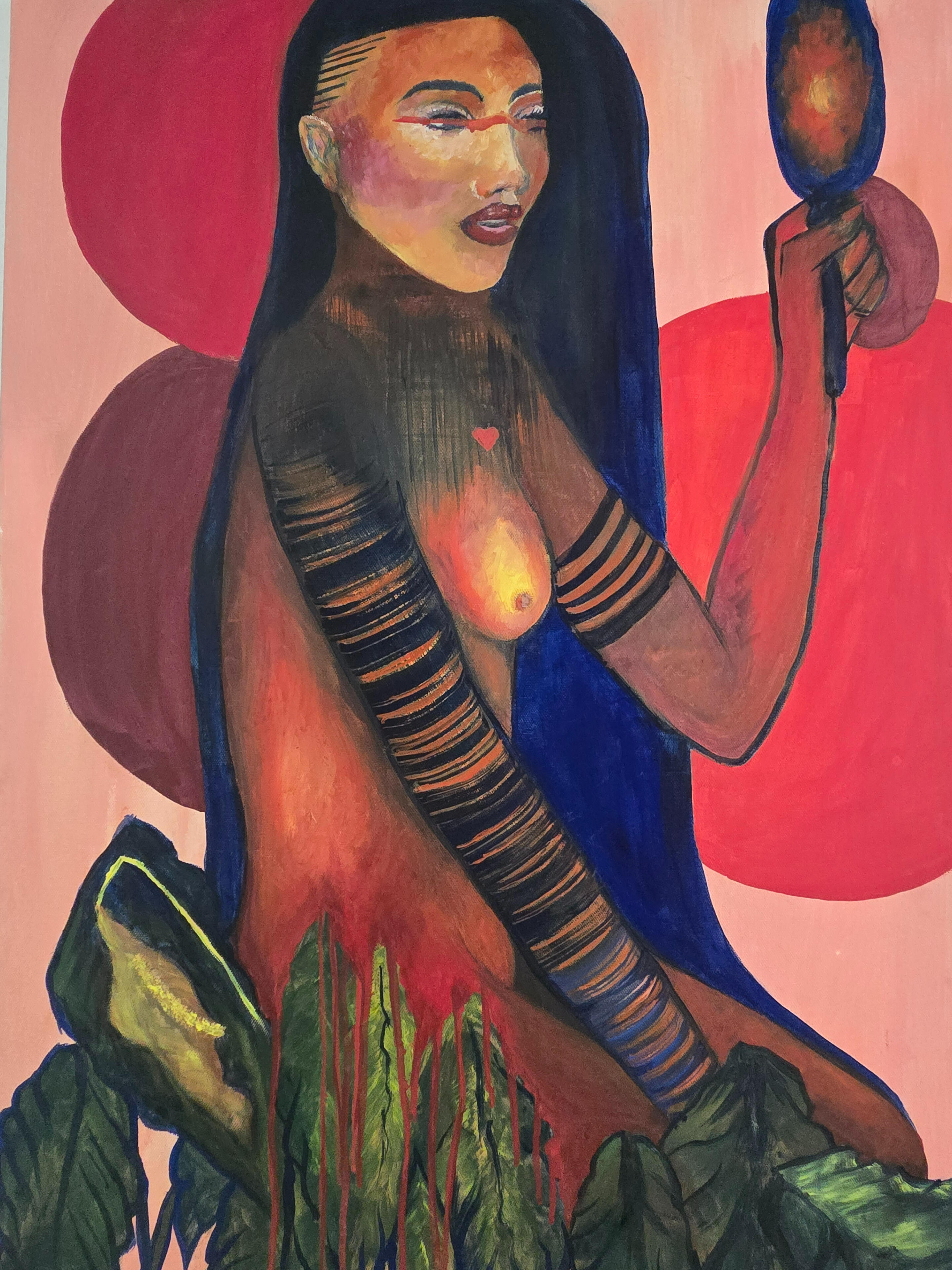 Unspoken Women Sitting Peace Lilly Feminist portrait from Unspoken Women Sitting series by Andraya Hayward