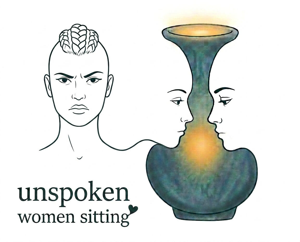 Unspoken Women Sitting Ready Set Go Feminist logo from Unspoken Women Sitting series by Andraya Hayward